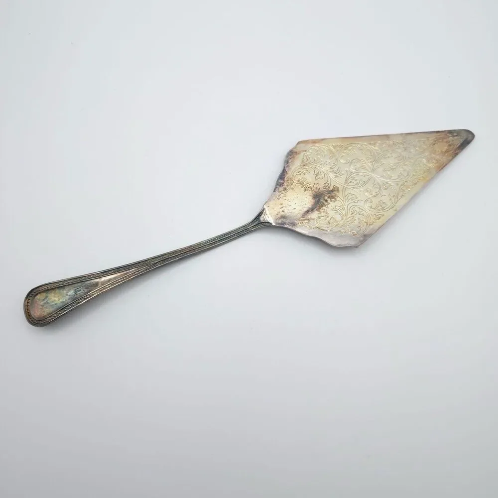Vintage Silverplated ITALY‎ Cake Trowel Antique WORTHY MATRON 1982 Paisley
